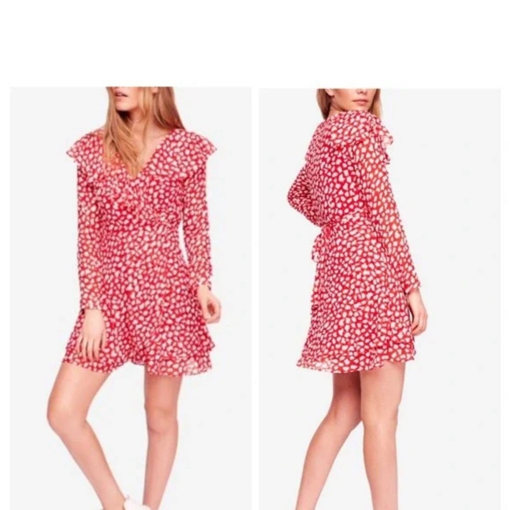 Free People red flowy wrap dress S.